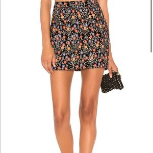 Embroidered Velvet Mini Skirt in Black